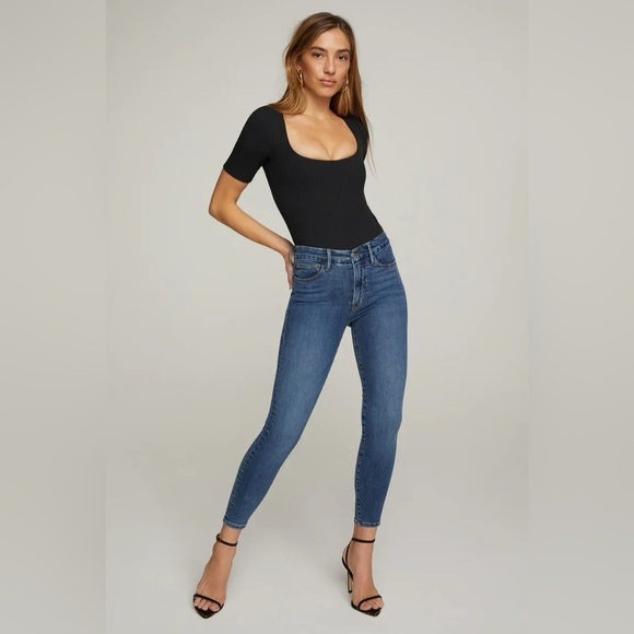 NWT Good American Good Legs Crop Extreme V Skinny Jeans, Size 6/28 - Picture 2 of 11